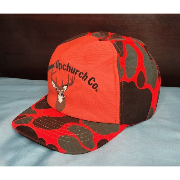 Vintage Frank Upchurch Co Deer Hunting Snapback Cap Hat Orange High Visibility 1 - Picture 1 of 16
